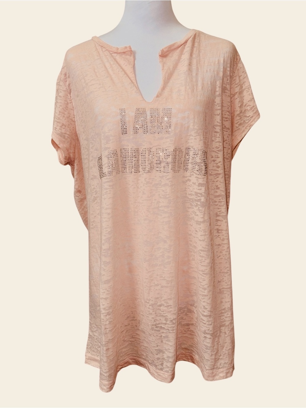 Vintage Y2K Baby Phat Rhinestone I Am Glamorous Burnout Top 2X